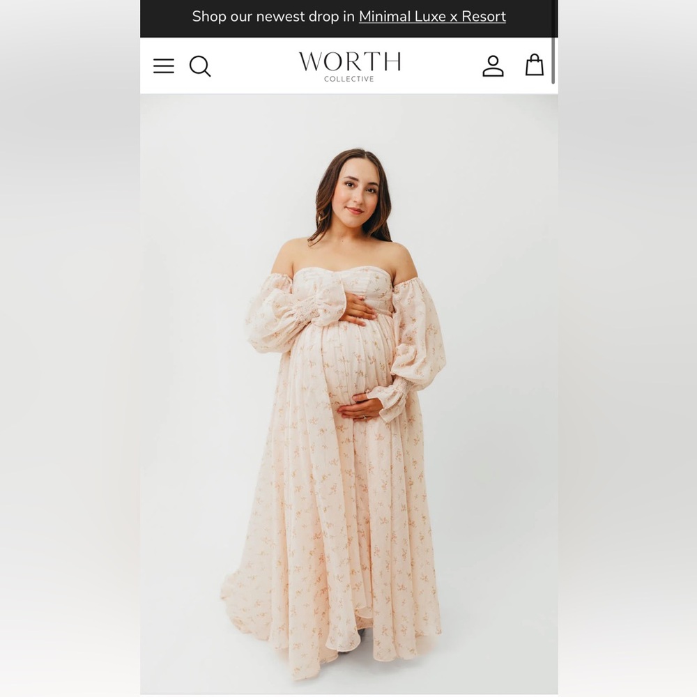 Worth Collective Delilah Maxi Dress with Train - Peach (Bump Friendly)   NWT